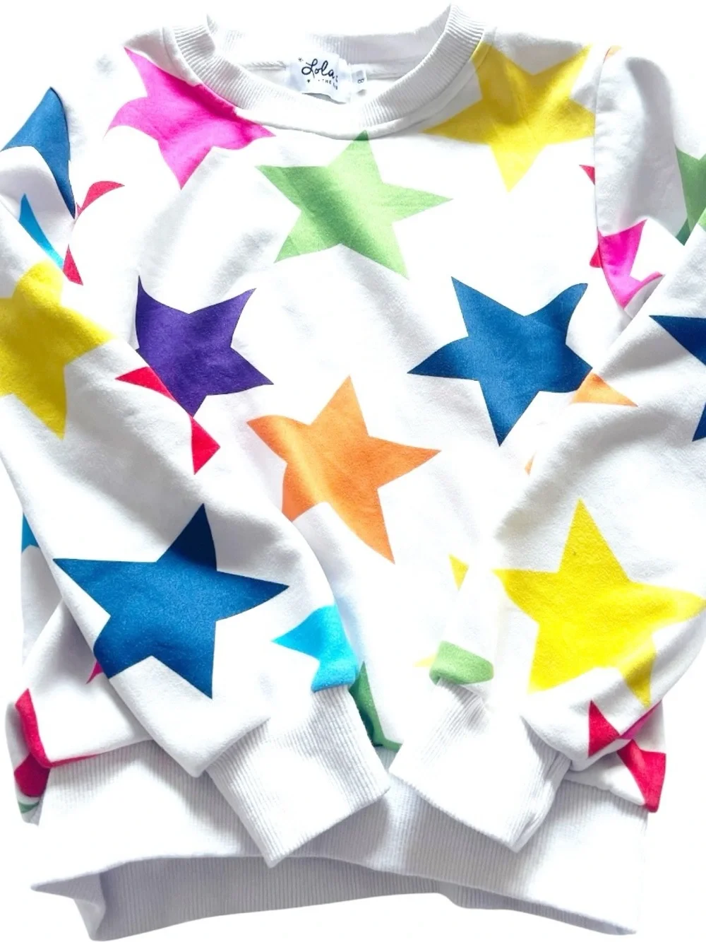 Lola + The Boys Rainbow Star Sweatshirt Jogger Set Girls Size 8 EUC